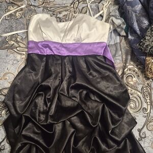 Iz Byer Black and Purple Mini Dress